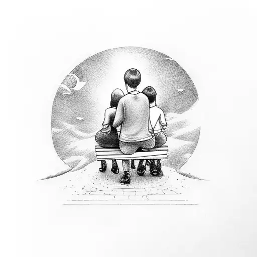 Friends Sitting On A Bench