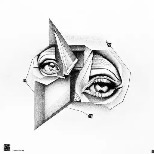 An Escher-inspired Staircase Leading To A Submissive Girl In Bondage