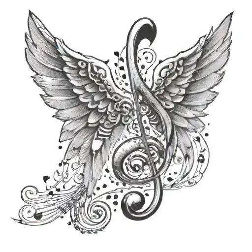 Music Note Angel Wing Brush