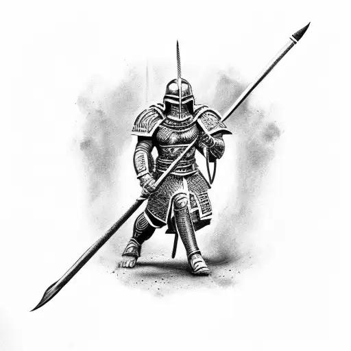 Spartan Warrior Holding Spear