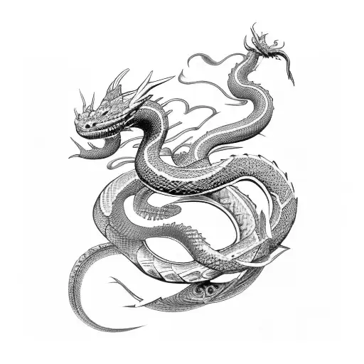 Snake And Dragon Fighting