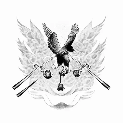 An Eagle Lifting Weights With Musical Notes