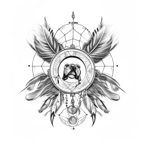 Dreamcatcher With Dog Paw And 3 Feathers