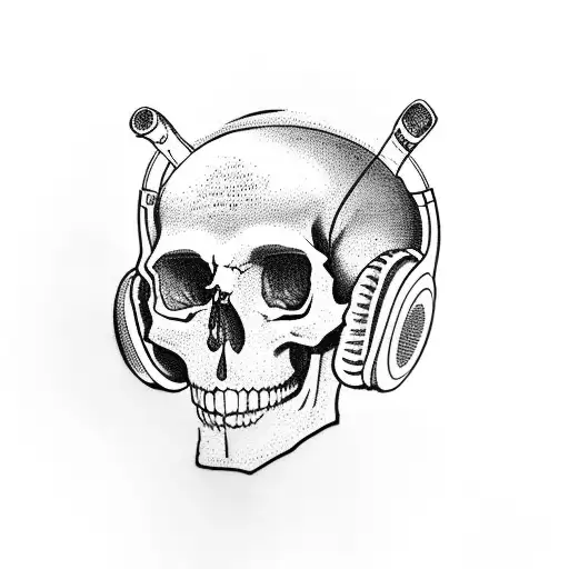 Skull Wearing Headphones