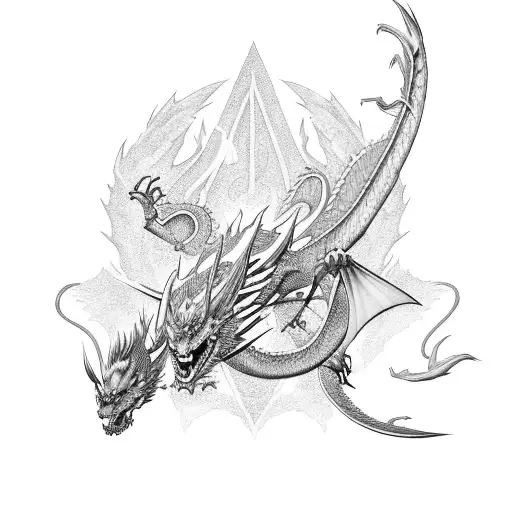 Dragon Chino Con Espadas Para La Espalda