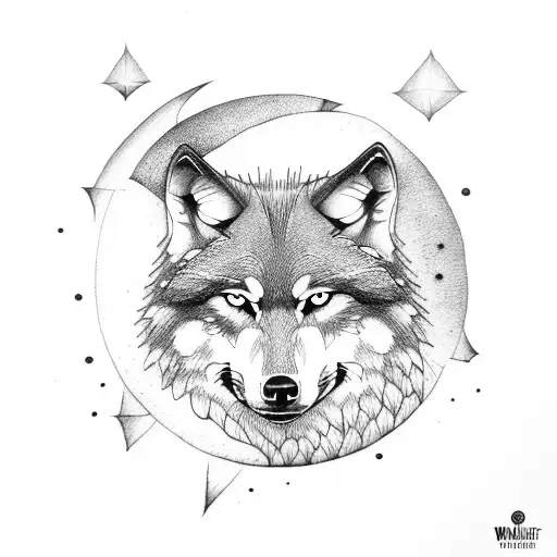 Wolf And Moon