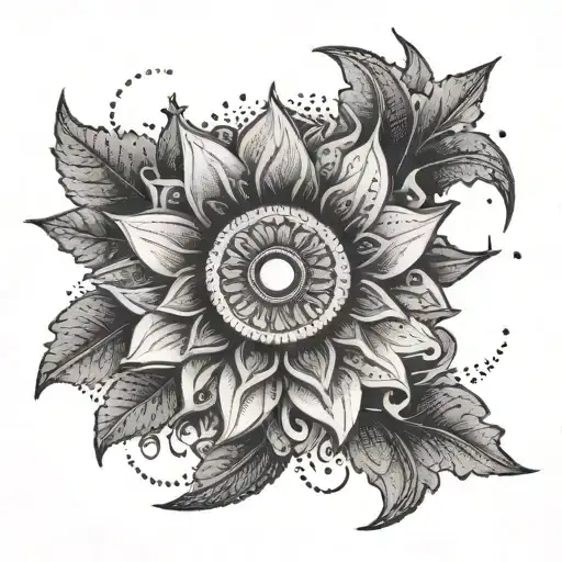 Flower With Small Sun Moon Nordic Mythology