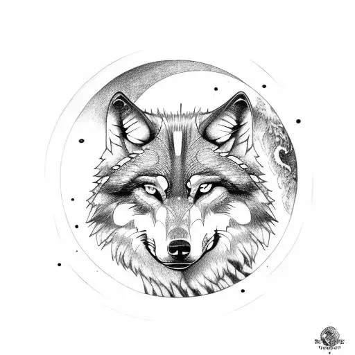 Wolf And Moon