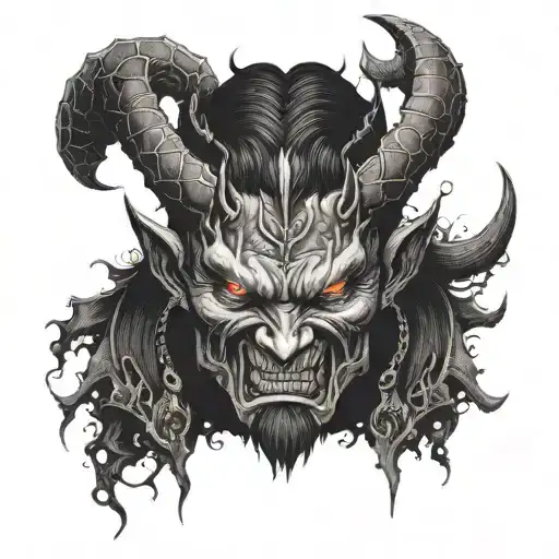 A Menacing Portrait Of A Demon With Glowing Eyes