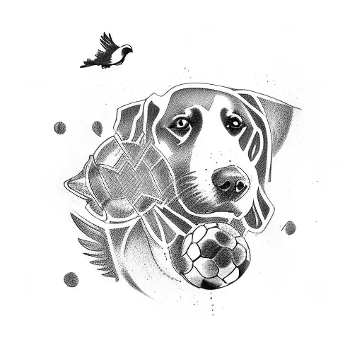 A Tattoo Of A Dog And A Parrot Playing A Sport Together