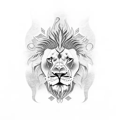 Lion Head Roaring In Maori Style