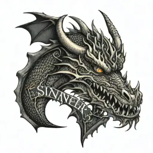 Dragon With Text Saying Sinner