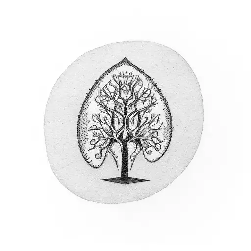 A Playing Card With Trees And Hearts