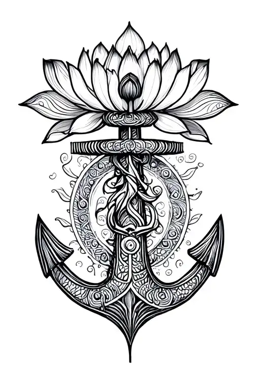 Lotus Anchor Mandala Design Incorporating
