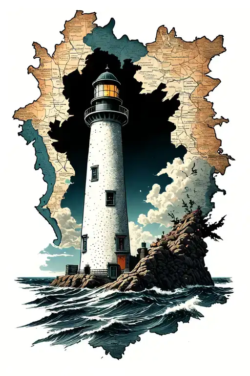 Lighthouse Coming Out Of A Map