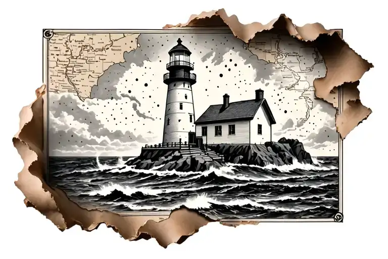 Lighthouse Coming Out Of A Paper Map