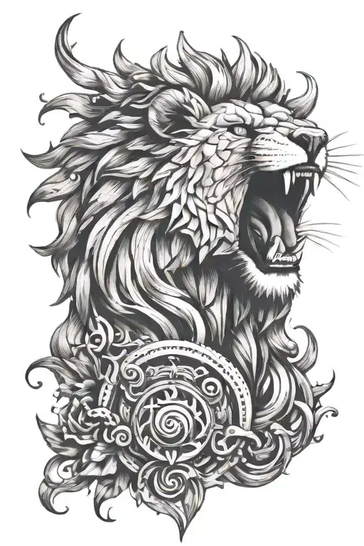 Roaring Lion With Cross
