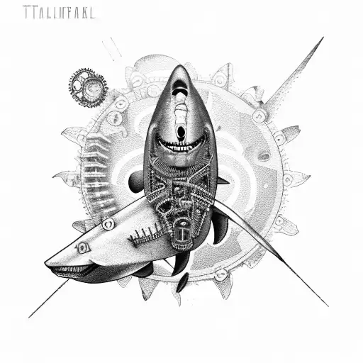 A Mechanical Shark With Musical Gears And Coffee Beans As Its Parts