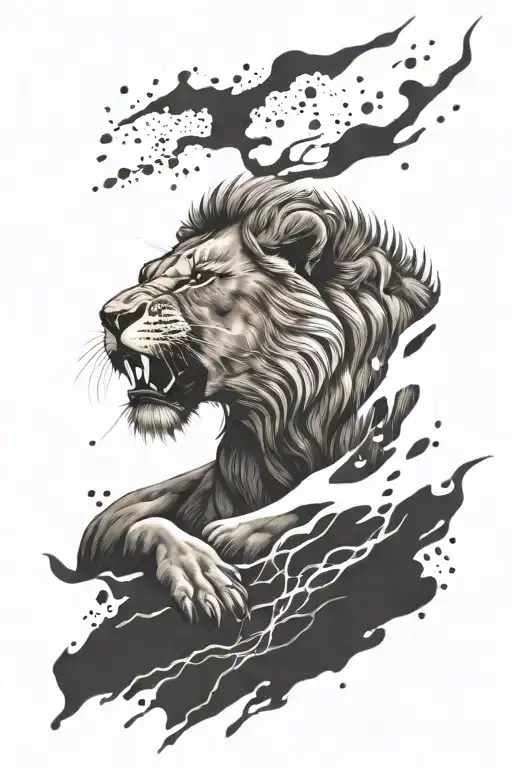 Roaring Lion With Mud