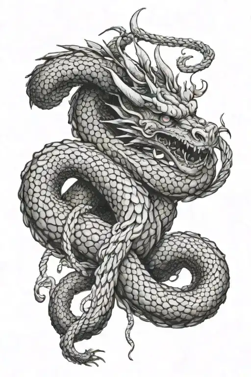A Dragon Coiled Around A Climbing Rope
