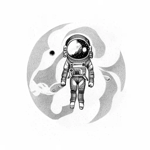 A Detailed Illustration Of An Astronaut Floating In A Nebula
