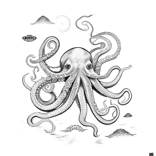 Octopus Holding Sea Trash And Surfboards