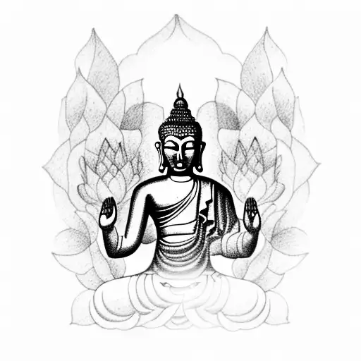 Buddha With Lotus And Hummingbird