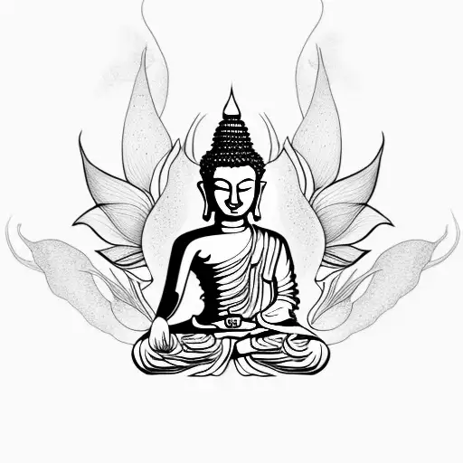 Buddha With Lotus And Hummingbird