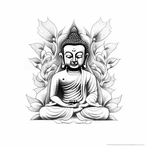 Buddha With Hummingbird And Flowering Vines