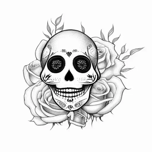 Woman Sugar Skull With Roses