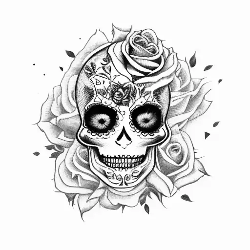 Woman Sugar Skull With Roses