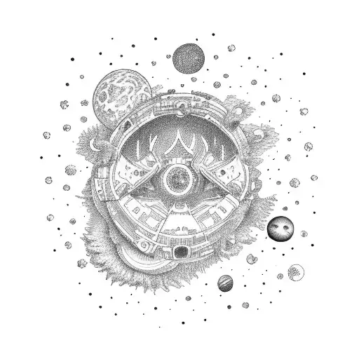 Spaceship Traveling Through A Weed-filled Galaxy