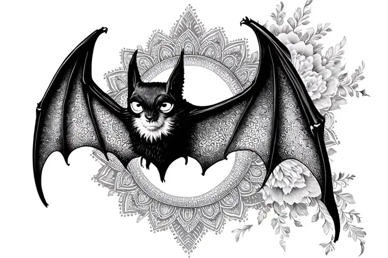Bat Wings With Mandala Along