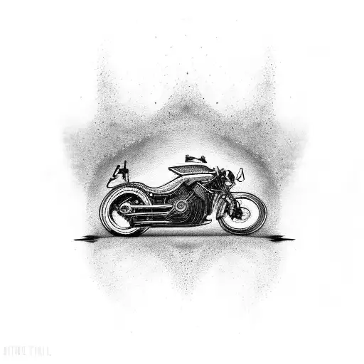 A Dotwork Tattoo Of A Motorcycle Speeding Through A Galaxy