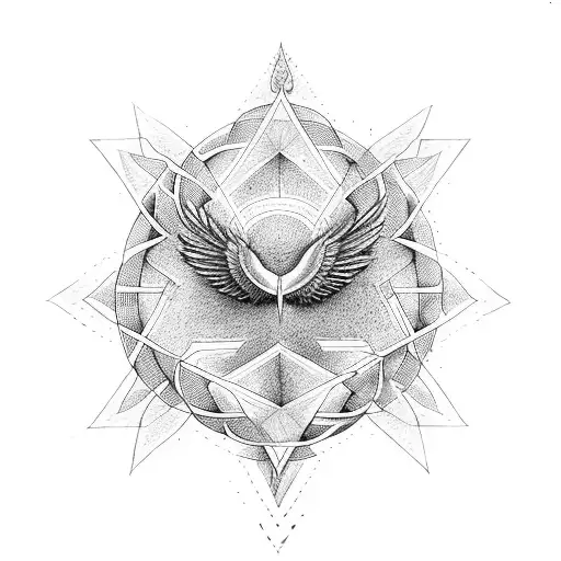 Sacred Geometry That Include The Name Hope And A Phoenix Bird