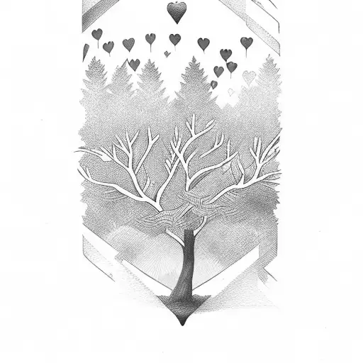 A Playing Card But With Trees And Hearts Instead Of Kings