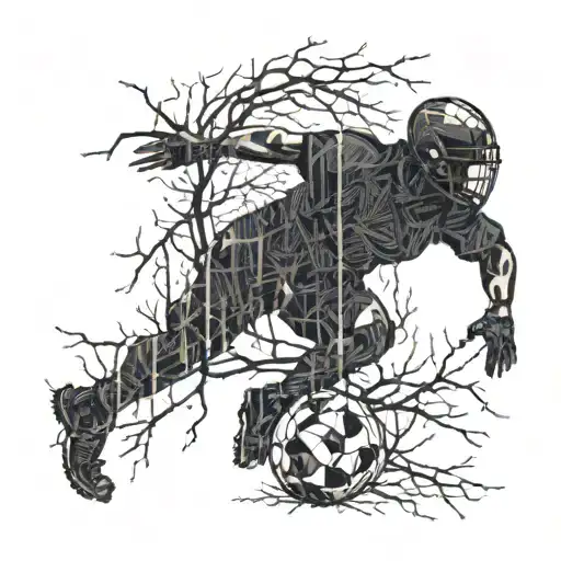 A Football Player Silhouette Made Of Tree Branches With Rap Lyrics Forming The Background