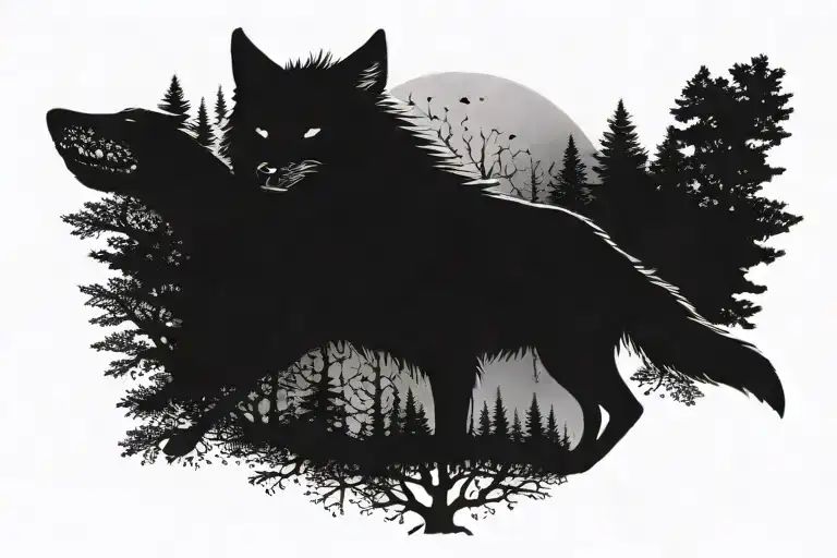 Wolf And Tree