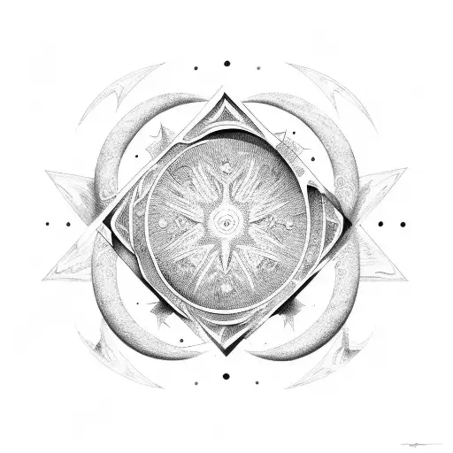 Star And Crescent In The Style Of Hatching Shading