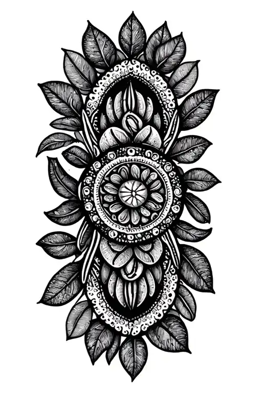 A Mandala Design Incorporating Coffee Beans And Tea Leaves