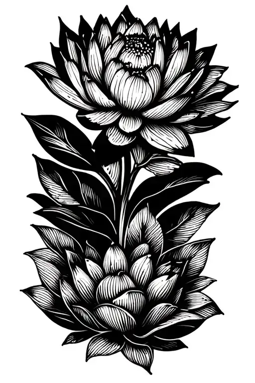 A Stylized Lotus Flower Incorporating Coffee And Tea