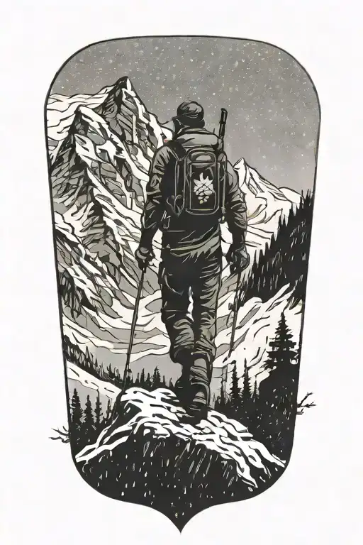 Mountaineer Conquering A Snowy Mountain Peak