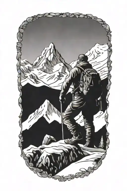 Mountaineer Conquering A Snowy Mountain Peak