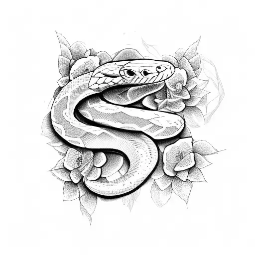 Snake And Flowers