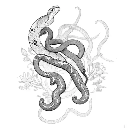 Snake And Flowers Delicate