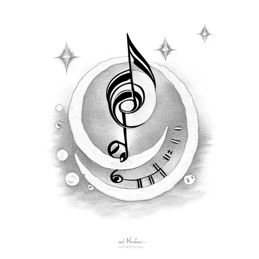 Music Note With Moon