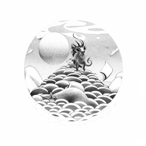 A Mythical Creature From Roleplay Gaming Surrounded By A Serene Beach Landscape