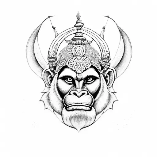 Hanuman Geometric Small Black And White