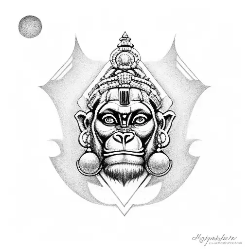 Hanuman Animated Geometric Small Black And White