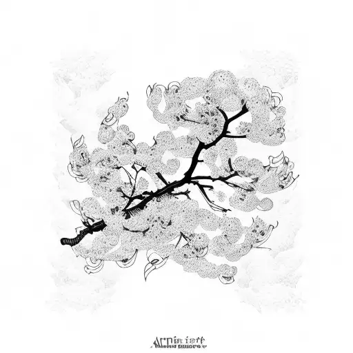 A Music Sheet Intertwined With Blooming Cherry Blossom Branches